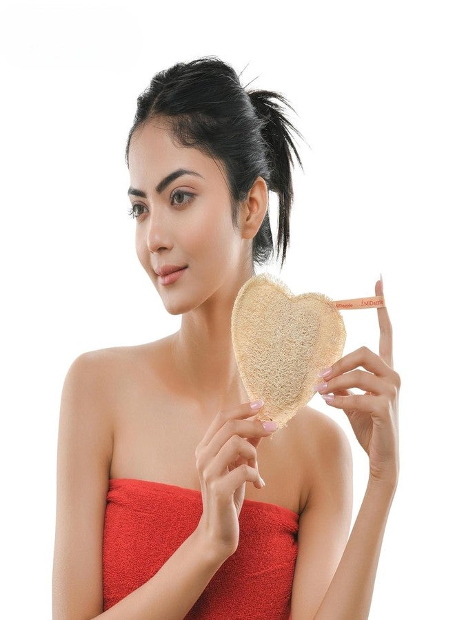 Heart-Shaped Natural Loofah for Bathing – Pack of 2 Eco-Friendly & 100% Biodegradable | Easy-to-Carry with Handle | Perfect Scrub for Soft, Healthy Skin - Image 3