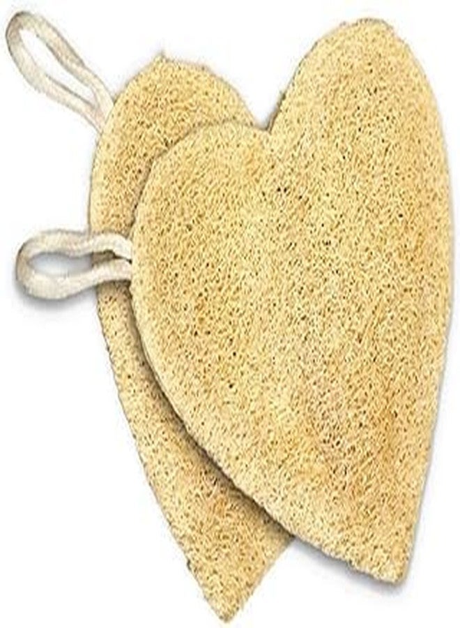 Heart-Shaped Natural Loofah for Bathing – Pack of 2 Eco-Friendly & 100% Biodegradable | Easy-to-Carry with Handle | Perfect Scrub for Soft, Healthy Skin - Image 1