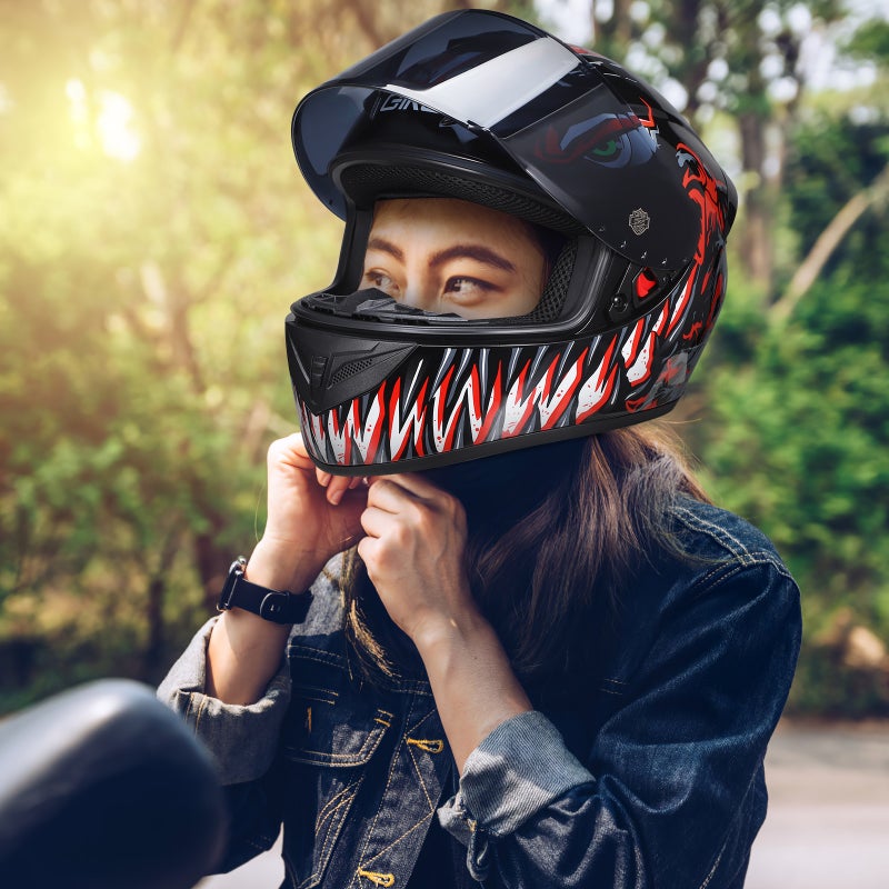 🚗 خوذة دراجة نارية لسباق بحماية كاملة للوجه حمراء بحجم كبير - Image 3