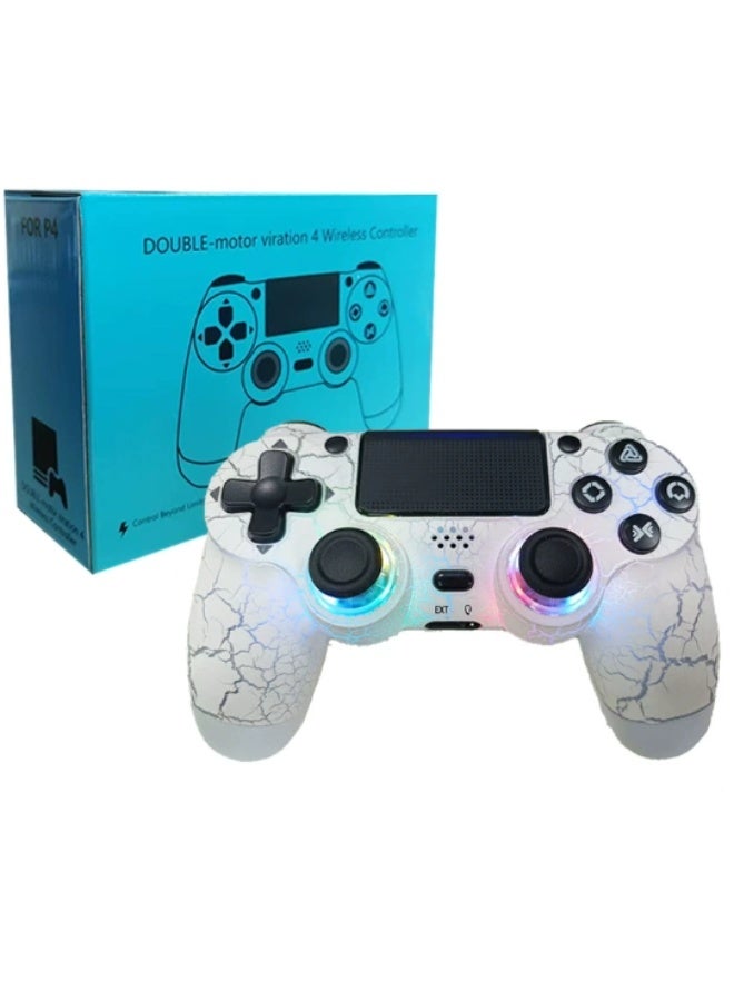 Wireless Controller for PS4 Support Double Vibration 6-Axis Motion Sensor Sensitive Touch Pad Built-in Speaker  Stereo Headphone Jack Compatible with PS 4 (White) - Image 2