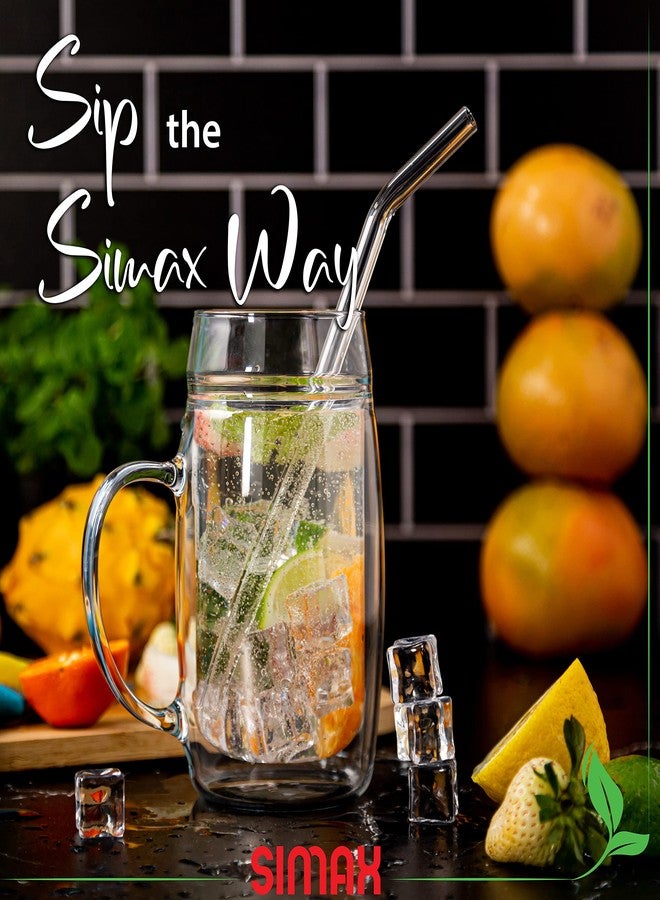 SIMAX Clear Glass Curved Drinking Straws | Set of 6-9 inch Reusable Drinking Straws - For Smoothies, Juice, Milkshake, Tea, Water and More - Borosilicate Glass for Hot and Cold Drinks - Image 4