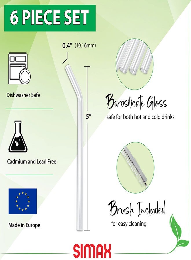 SIMAX Clear Glass Curved Drinking Straws | Set of 6-9 inch Reusable Drinking Straws - For Smoothies, Juice, Milkshake, Tea, Water and More - Borosilicate Glass for Hot and Cold Drinks - Image 2