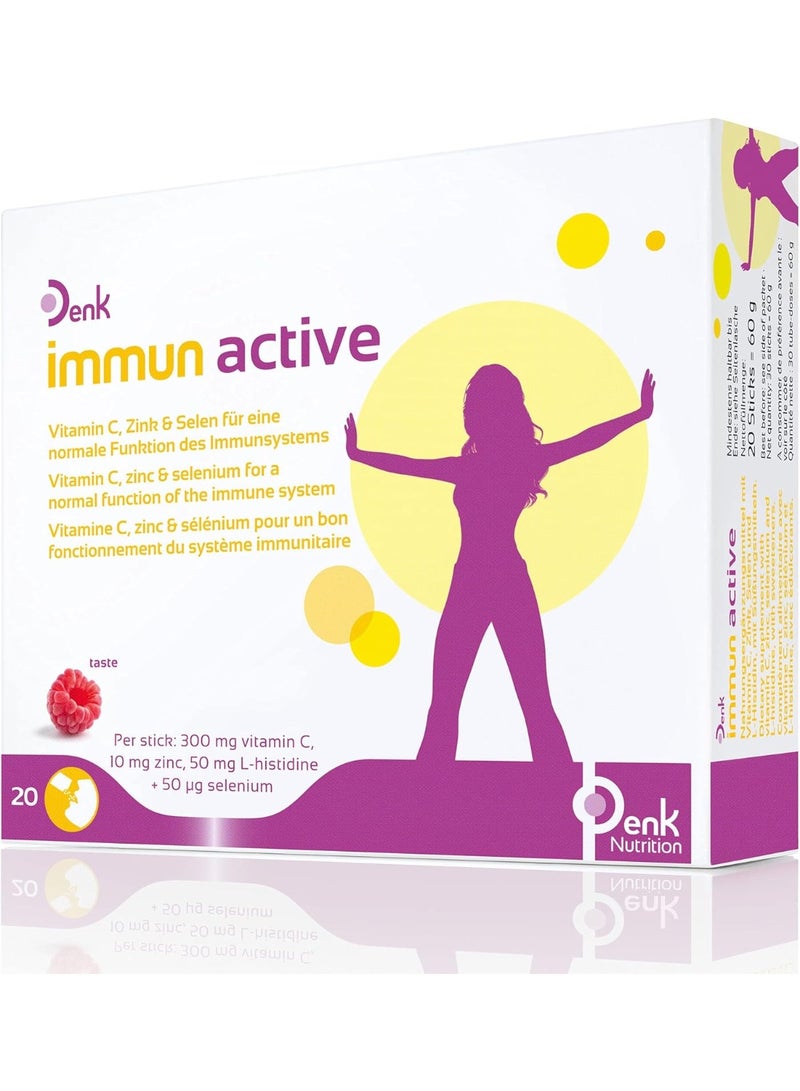 DENK Immun Active Think: Dietary Supplement with Vitamin C, Zinc, Selenium and L-Histidine to Support Immune Repellent - 20 Sticks - Image 2