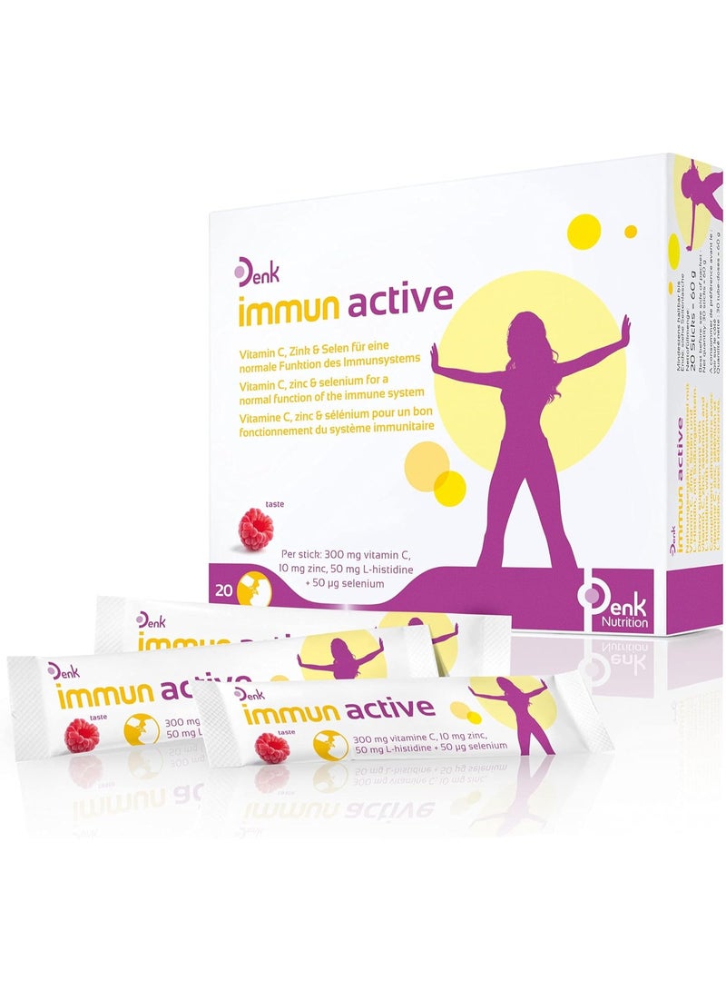 DENK Immun Active Think: Dietary Supplement with Vitamin C, Zinc, Selenium and L-Histidine to Support Immune Repellent - 20 Sticks - Image 1
