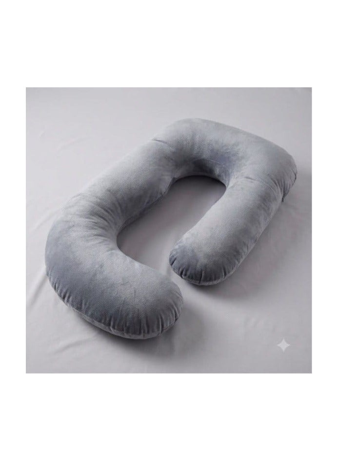 This medical pregnancy pillow is specially designed to provide full body support from head to toe. It's large and soft, with a skin-friendly velvet cover, is machine washable, and has a plush filling. - Image 5