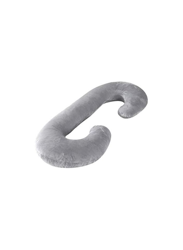 This medical pregnancy pillow is specially designed to provide full body support from head to toe. It's large and soft, with a skin-friendly velvet cover, is machine washable, and has a plush filling. - Image 4