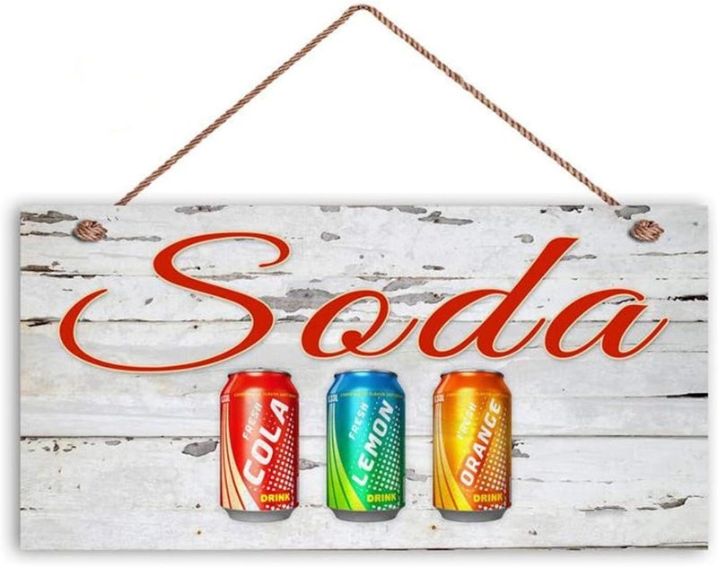 SARVADA DECOR Home Hanging Wall Decor Front Porch Bathroom Wooden Sign Soda Sign Weathered Wood Drinks Sign Soda Cans 12 X 6 Sign Summer Party Sign Pot Luck Sign Drink Sign  - Image 1
