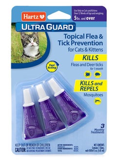 Hartz Hartz UltraGuard Topical Flea & Tick Prevention for Cats and Kittens - 3 Monthly Treatments  - Image 1