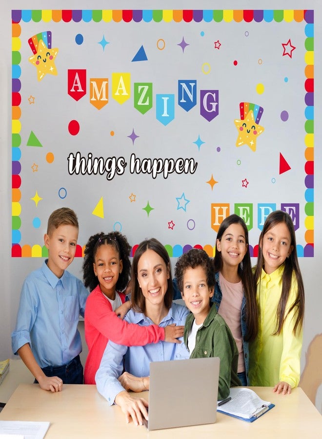 Yewfold Welcome Back to School Bulletin Board Set, Amazing Things Happen Here Bulletin Board, Colorful Classroom Wall Decor for Kindergarten Elementary Middle School (Light) - Image 5