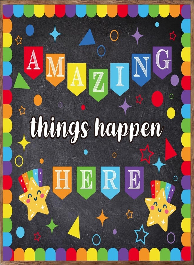 Yewfold Welcome Back to School Bulletin Board Set, Amazing Things Happen Here Bulletin Board, Colorful Classroom Wall Decor for Kindergarten Elementary Middle School (Light) - Image 1