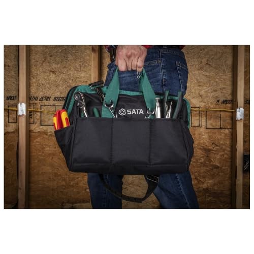 SATA 13-Inch Portable Tool Bag with Waterproof Construction and Multiple Interior and Exterior Pockets, Tool Storage and Organizer - ST95181 - Image 2