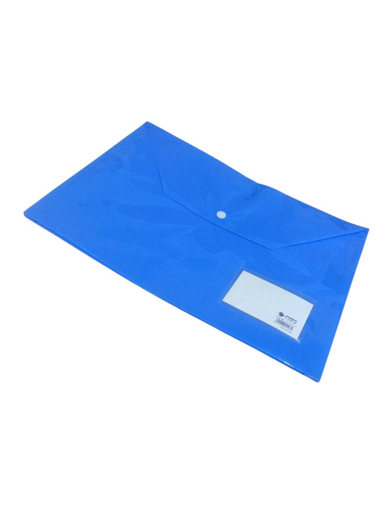 Simba Snap Button Folder Opaque with Name Card and Side Gusset Light Blue 200 Micron Foolscap Model FC1023-1