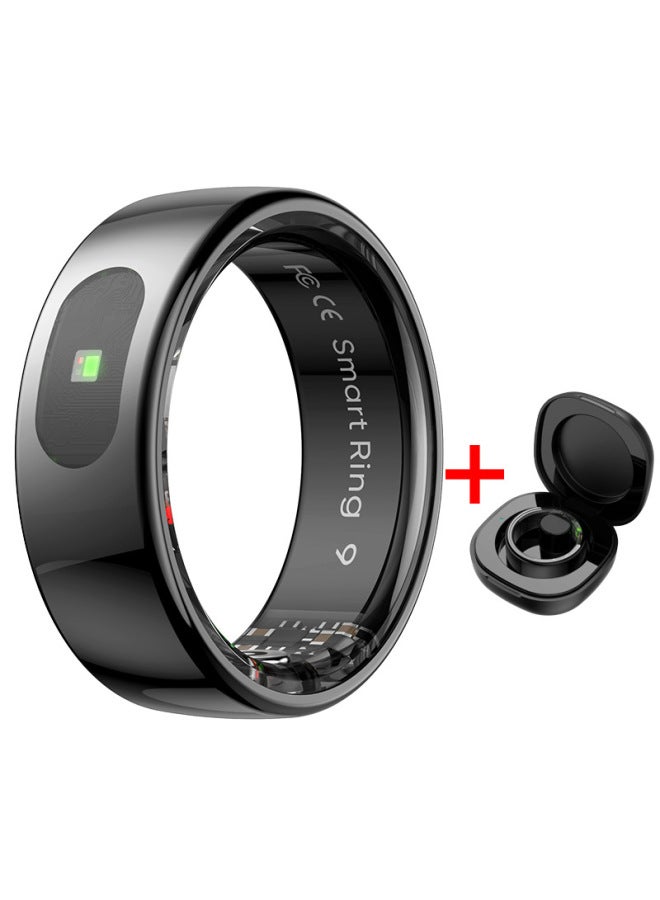 【QRING】 Smart Ring R08 Smart Ring Body Surface Temperature Information Reminder Smart Touch-Color:Black With Charging Compartment (no. 9 19.1mm) - Image 1