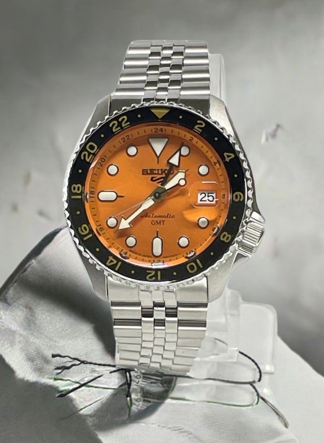 Seiko Seiko 5 Sports SSK005K1 Men’s Watch, GMT Automatic Orange Dial 42.5mm Case 100M WR Stainless Steel  - Image 3