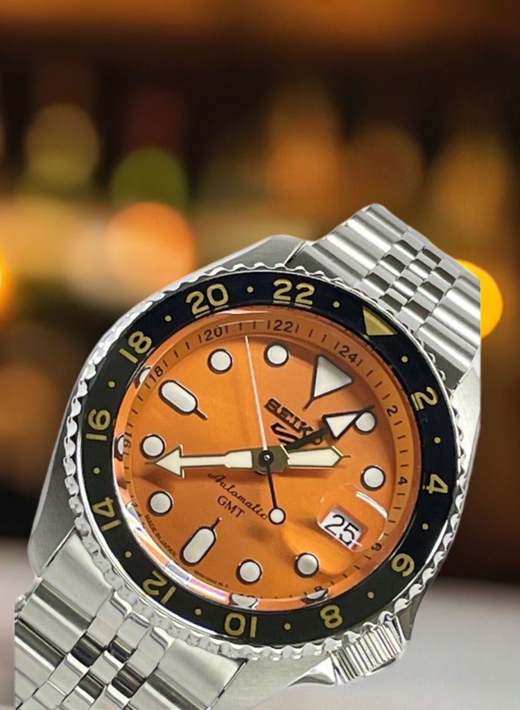 Seiko Seiko 5 Sports SSK005K1 Men’s Watch, GMT Automatic Orange Dial 42.5mm Case 100M WR Stainless Steel  - Image 2