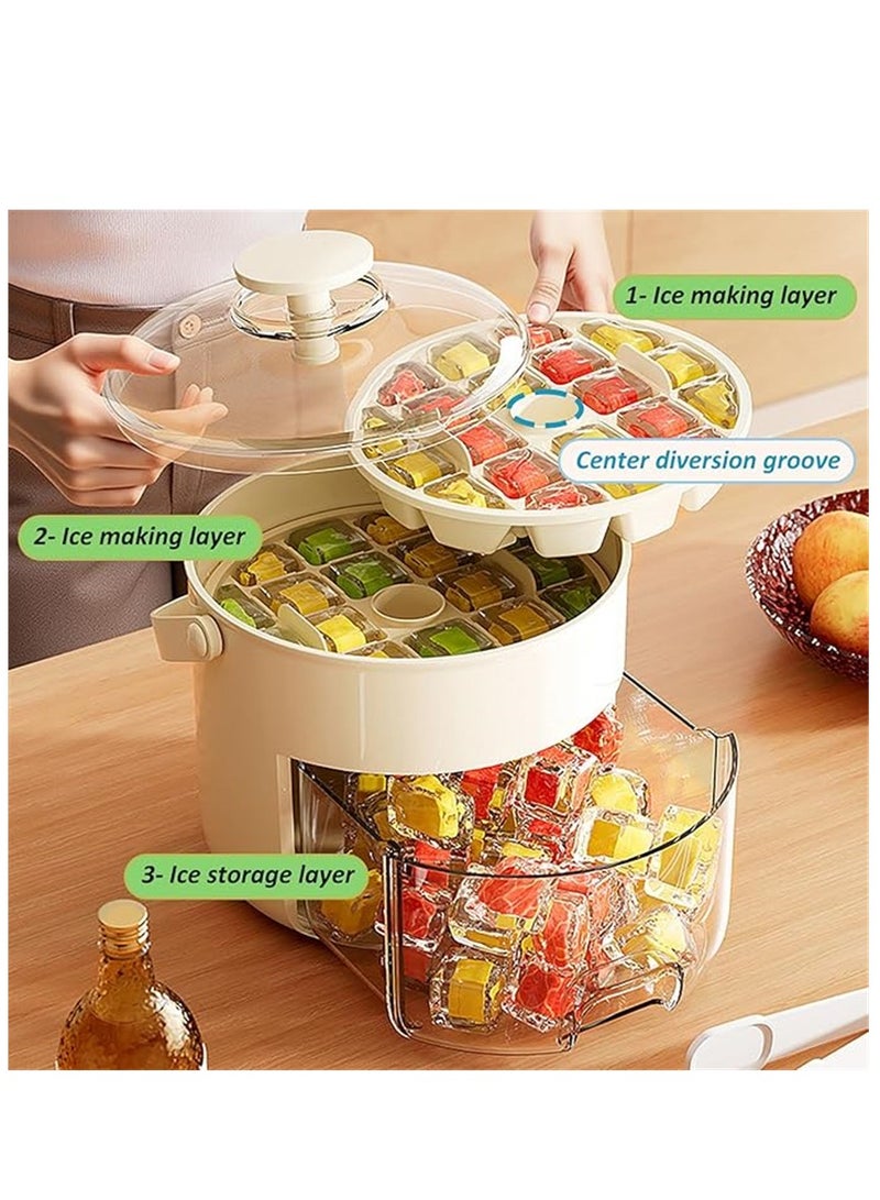 Ice Cube Tray, 40 Press Type Ice Cube Molds with Ice Container Scoop and Lid, Quickly Ice Cubes Release Stackable Maker,  Demoulding Ice Maker for Drinks Juice Coffee and Friuts  - Image 3