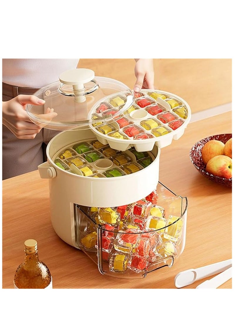 Ice Cube Tray, 40 Press Type Ice Cube Molds with Ice Container Scoop and Lid, Quickly Ice Cubes Release Stackable Maker,  Demoulding Ice Maker for Drinks Juice Coffee and Friuts  - Image 1