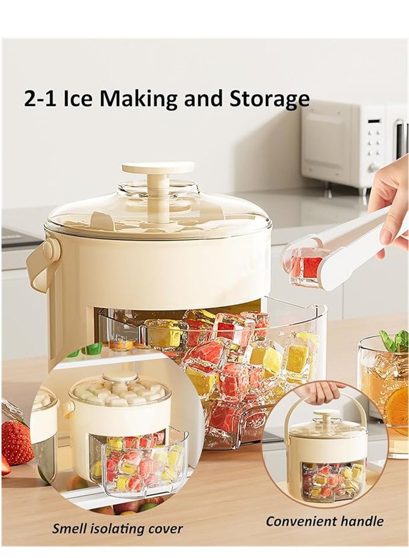 Ice Cube Tray, 40 Press Type Ice Cube Molds with Ice Container Scoop and Lid, Quickly Ice Cubes Release Stackable Maker,  Demoulding Ice Maker for Drinks Juice Coffee and Friuts  - Image 2