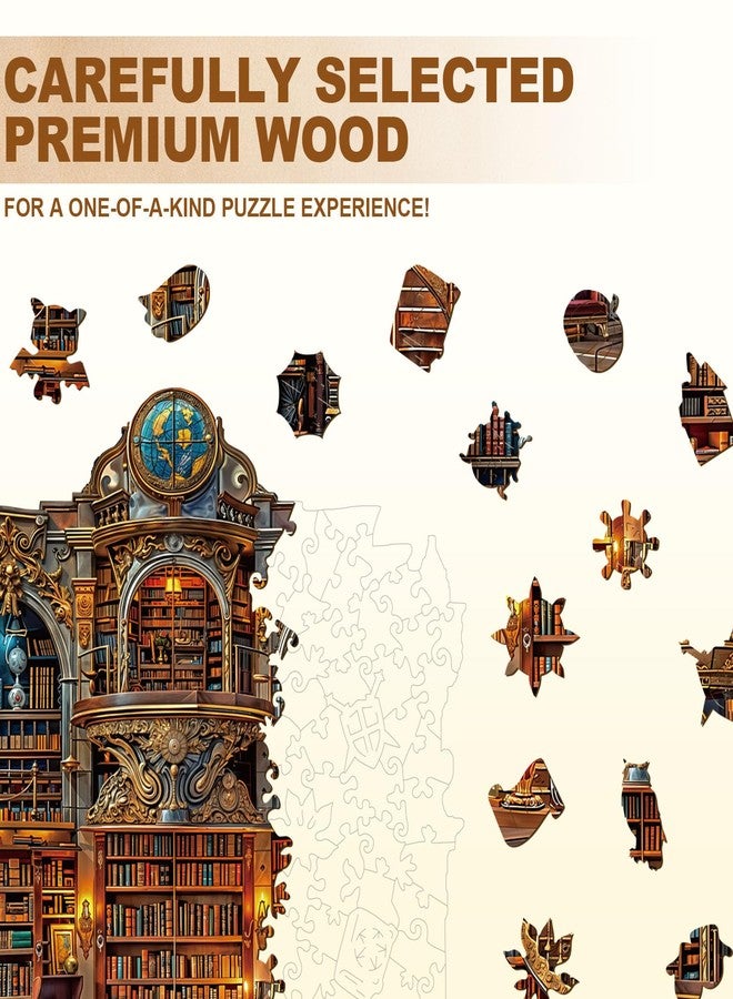 AEEKDOOK Wooden Jigsaw Puzzles for Adults - Gothic Revival Bookstore Wood Puzzles - Unique Animal Shape Wooden Puzzles for Adults for Puzzle Lovers, Family(11 * 11.4in -200 Pieces) - Image 3