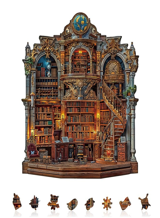 AEEKDOOK Wooden Jigsaw Puzzles for Adults - Gothic Revival Bookstore Wood Puzzles - Unique Animal Shape Wooden Puzzles for Adults for Puzzle Lovers, Family(11 * 11.4in -200 Pieces) - Image 2