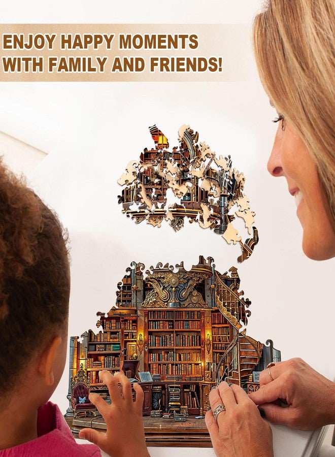 AEEKDOOK Wooden Jigsaw Puzzles for Adults - Gothic Revival Bookstore Wood Puzzles - Unique Animal Shape Wooden Puzzles for Adults for Puzzle Lovers, Family(11 * 11.4in -200 Pieces) - Image 4