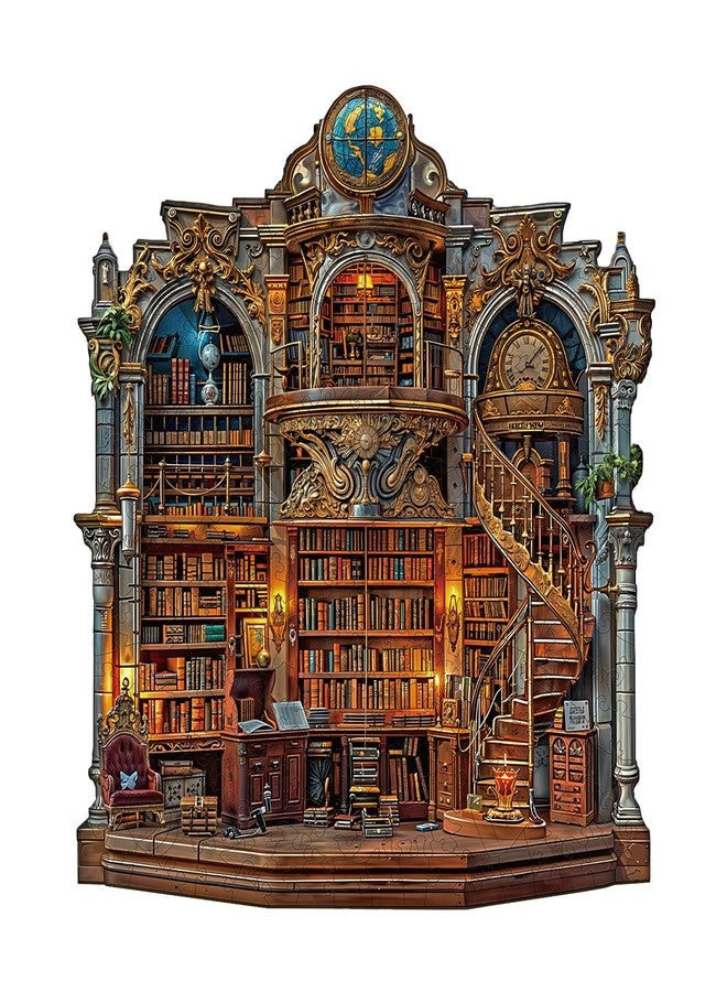 AEEKDOOK Wooden Jigsaw Puzzles for Adults - Gothic Revival Bookstore Wood Puzzles - Unique Animal Shape Wooden Puzzles for Adults for Puzzle Lovers, Family(11 * 11.4in -200 Pieces) - Image 1