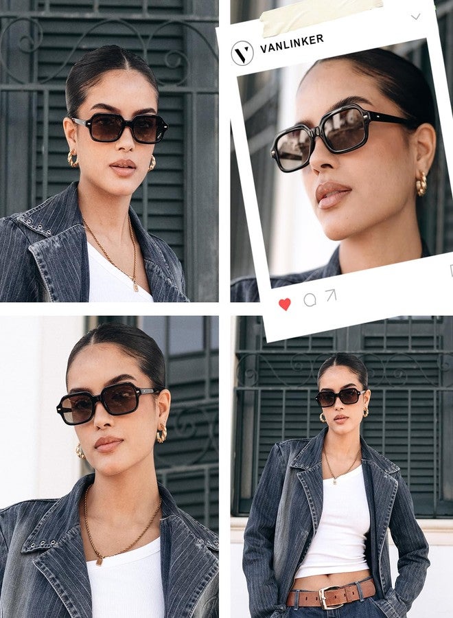 VANLINKER Retro Square Polarized Sunglasses for Women Men Vintage Rectangle Shades VL9832,Tortoise - Image 3
