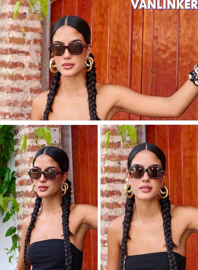 VANLINKER Retro Square Polarized Sunglasses for Women Men Vintage Rectangle Shades VL9832,Tortoise - Image 2