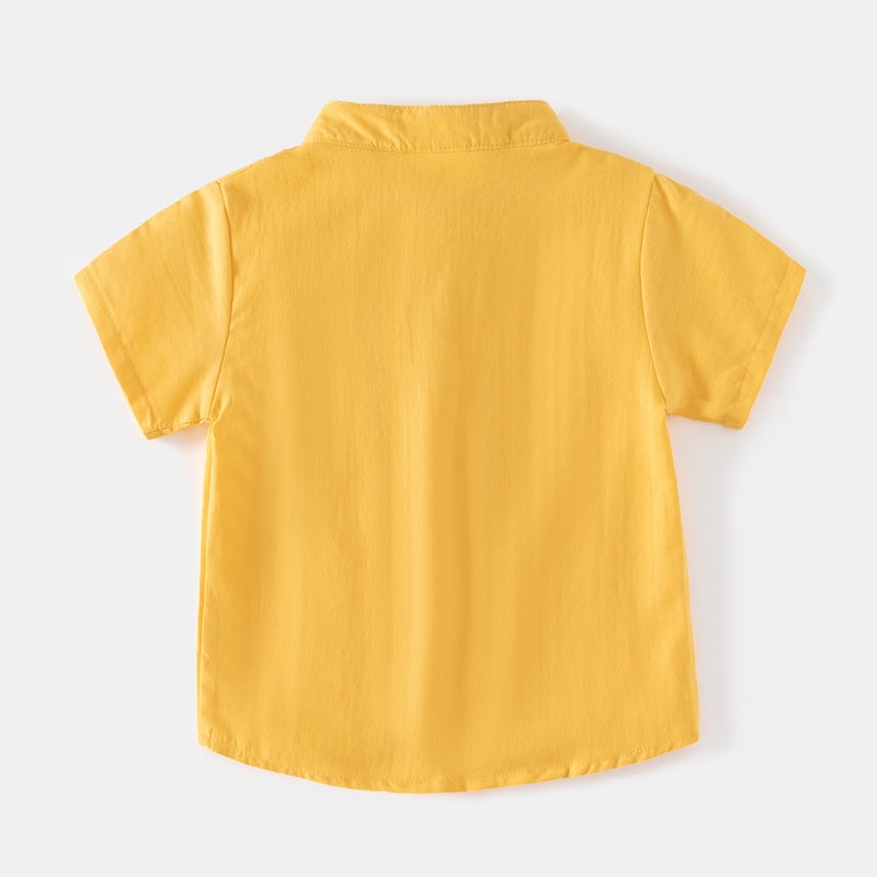 2026 Summer Outdoor Style New Boys' Stand-Collar Short-Sleeve Casual Style Skin-Friendly Comfortable Sweat-Absorbent Cotton Shirt - Image 4