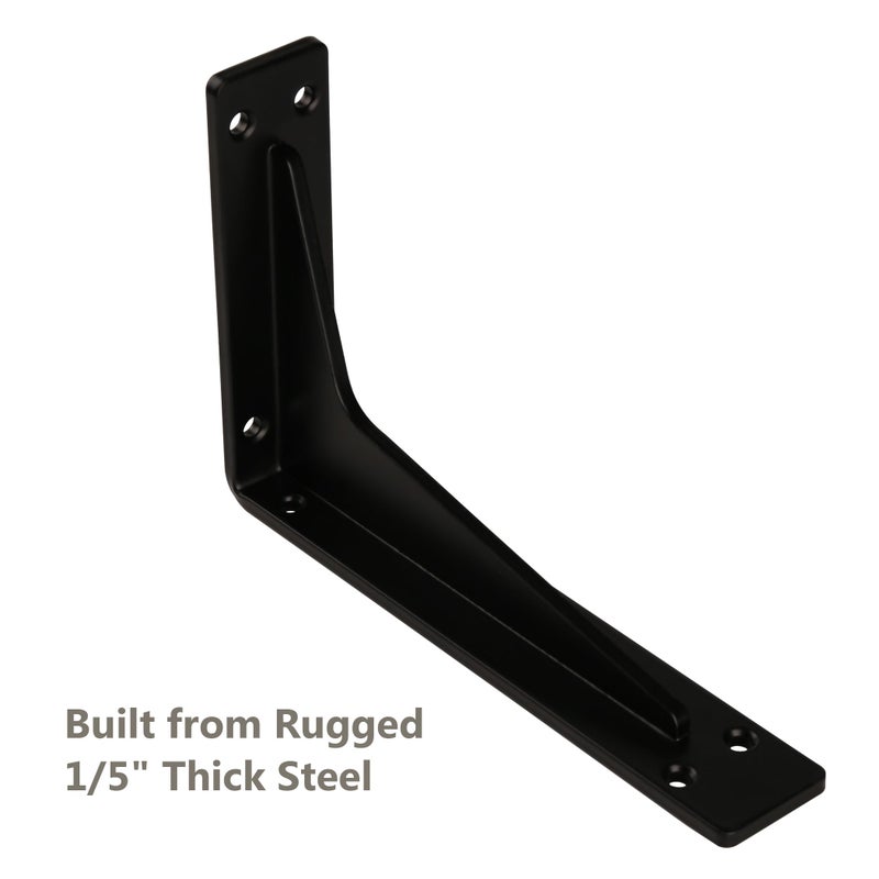 Neodrop 8 Inch Heavy Duty Shelf Brackets, Premium Metal Wall Bracket For Mantel, Countertop Support, Garage Storage Shelves | High Strength Corner Brace | 8-Pack Floating Shelf Hardware - Image 3