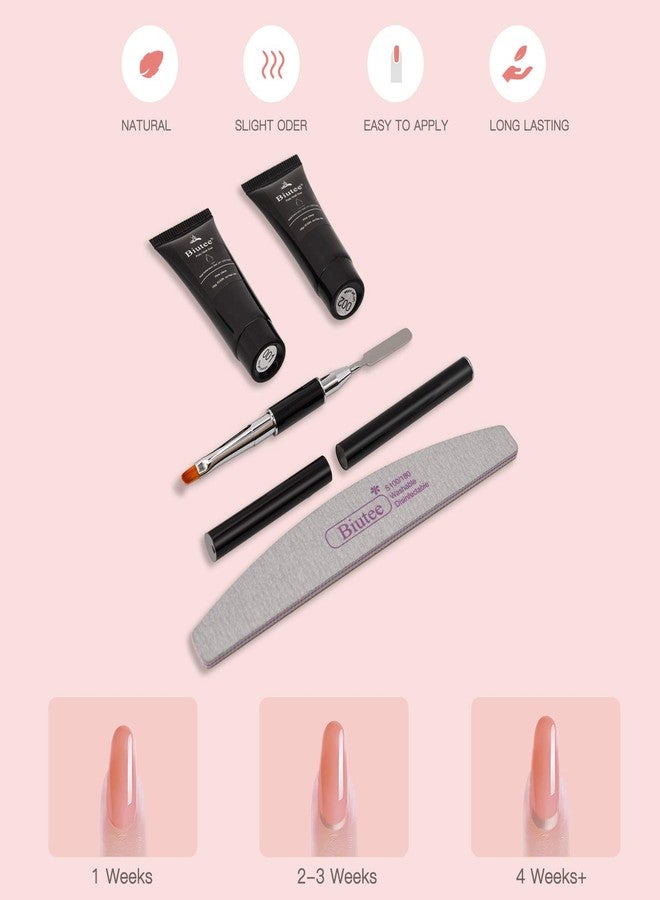 SEISSO Poly Nail Extension Gel Kit, Nail Gel for Quick Nail Starter Kit with Slip Solution, All-in-One French Manicure Set for Nail Enhancement Crystal Clear Poly Nail Extension Gel Kit - Image 4