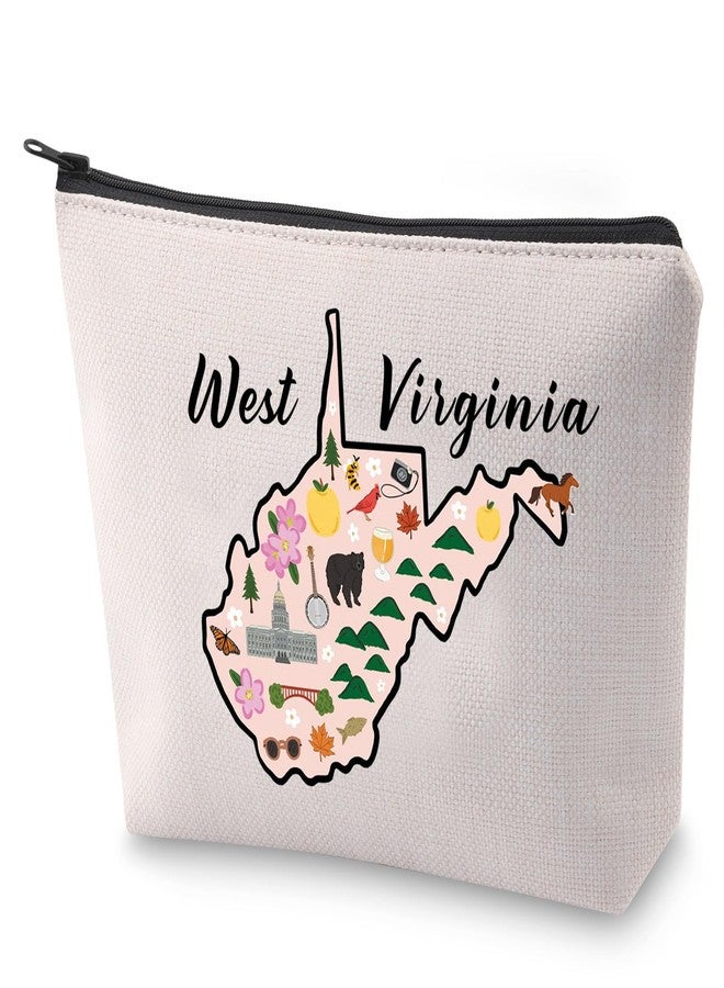 BLUPARK West Virginia Map Cosmetic Bag WV Gift West Virginia Travel Makeup Bag Gift For West Virginia Lovers (West Virginia) - Image 1