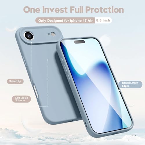 DIZORO Compatible for (iPhone 17 Air Case) Slim Liquid Silicone Case 3 Layers Full Covered Soft Gel Rubber Phone Case Protective Cover - Carolina - Image 4