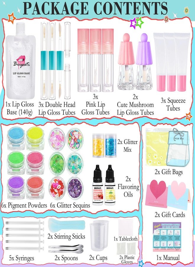 BRIPATI DIY Lip Gloss Making Kit - Make Your Own Lip Glosses Moisturizing DIY Lip Glaze Handmade Glittery Set for Teens Girls Women Makeup Lover Beginner Christmas Birthday Gift - Image 2