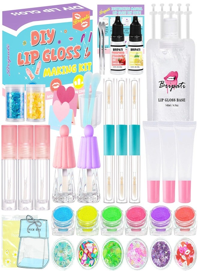 BRIPATI DIY Lip Gloss Making Kit - Make Your Own Lip Glosses Moisturizing DIY Lip Glaze Handmade Glittery Set for Teens Girls Women Makeup Lover Beginner Christmas Birthday Gift - Image 1
