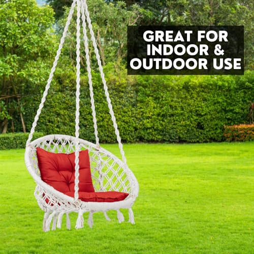 Patiofy Swing for Adults for Home/Swing for Living Room/Swing for Balcony/Jhula for Adults/Capacity Upto 120 Kgs/Jhoola with Free Hanging Accessories and L Cushion/Handmade Cotton Swing (White) - Image 2