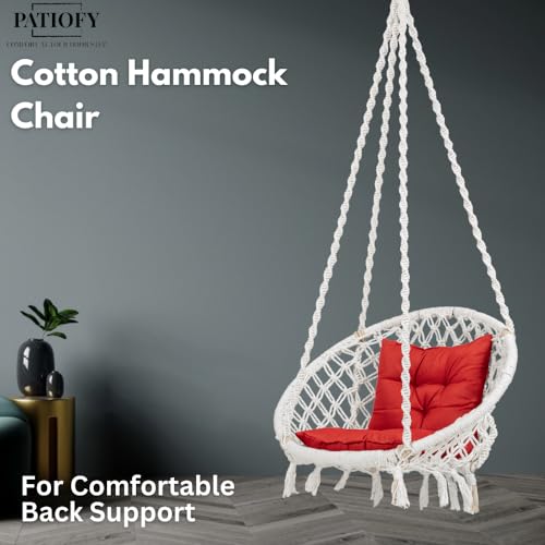Patiofy Swing for Adults for Home/Swing for Living Room/Swing for Balcony/Jhula for Adults/Capacity Upto 120 Kgs/Jhoola with Free Hanging Accessories and L Cushion/Handmade Cotton Swing (White) - Image 3