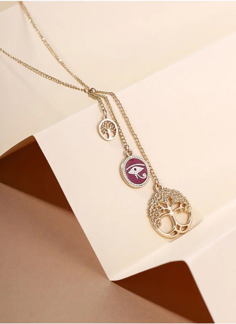 Priyaasi Brass Evil Eye Layered Minimal Chain