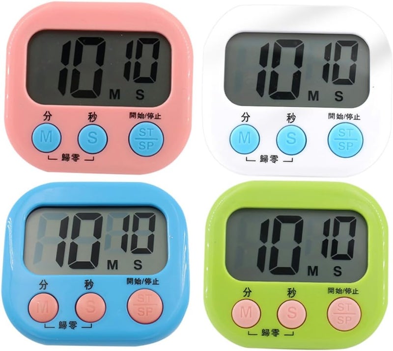 4pcs Kitchen Countdown Timers with Loud Alarm Compact Student Study and Chef Timers for Accurate Management and Baking Tasks - Image 1