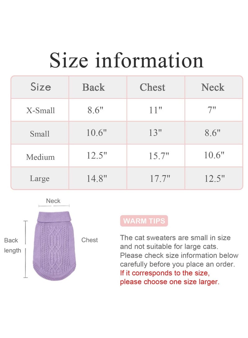Cats Knitted Sweaters Turtleneck Knitted Sleeveless Cat Clothes Warm Winter Kitten Clothes Outfits for Cats or Small Dogs in Cold Season Purple M - Image 3