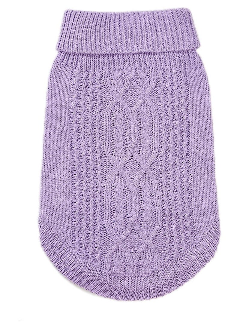 Cats Knitted Sweaters Turtleneck Knitted Sleeveless Cat Clothes Warm Winter Kitten Clothes Outfits for Cats or Small Dogs in Cold Season Purple M - Image 4