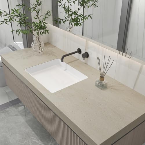 CHIHUT 12x100 Matte Beige Marble Peel and Stick Wallpaper Waterproof Self Adhesive Removable Marble Contact Paper for Kitchen Countertops Cabinets Furniture Desk Renter Friendly Granite Vinyl Wrap - Image 3