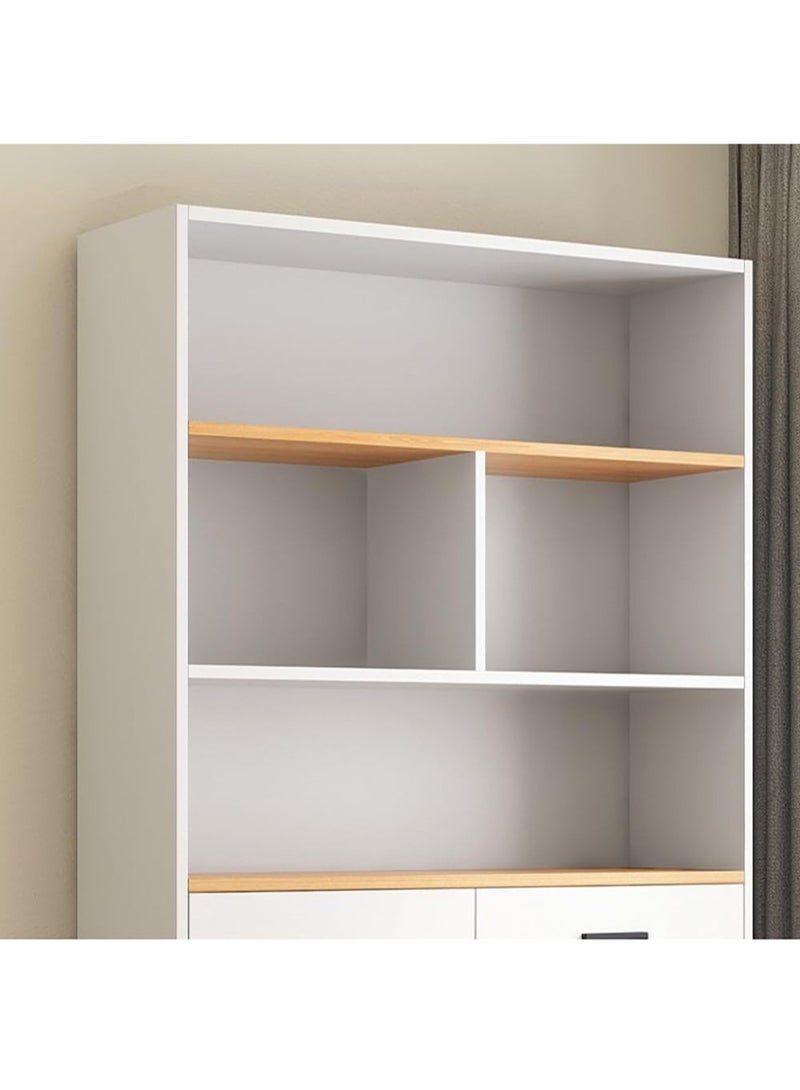 LEDIN LEDIN 5 Tier Shelf Organizer with drawer and cabinet, Open Display Bookshelf, Decor Furniture for Home Office, Living Room, BedRoom (White, 181x62x24cm) - Image 3