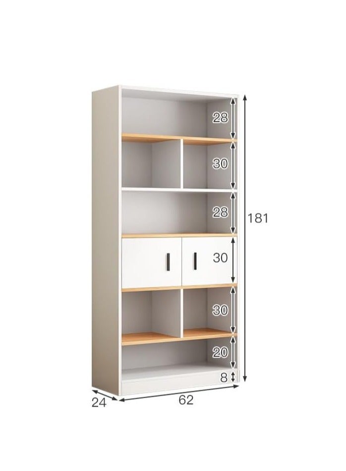 LEDIN LEDIN 5 Tier Shelf Organizer with drawer and cabinet, Open Display Bookshelf, Decor Furniture for Home Office, Living Room, BedRoom (White, 181x62x24cm) - Image 5