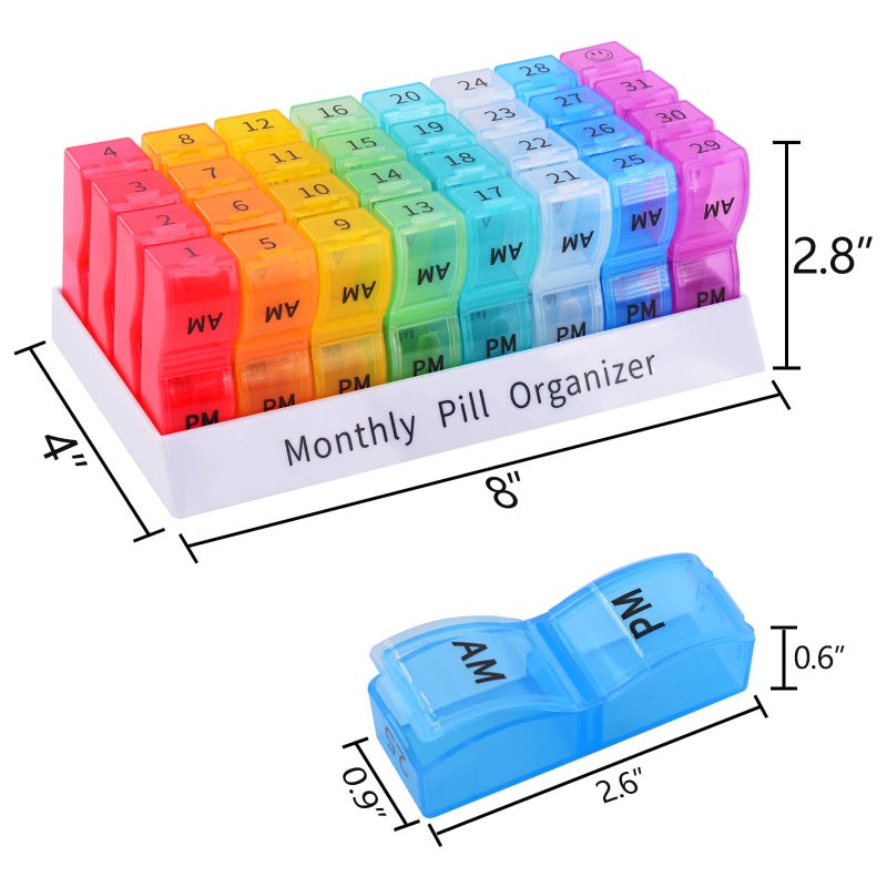 GREENCYCLE Monthly Pill Organizer 2 Times a Day, 30 Days Pill Box AM PM, 4 Week Pill Cases, One Month Pill Medicine Container Small Separate Compartments to Hold Vitamins, Fish Oil, Supplements - Image 5