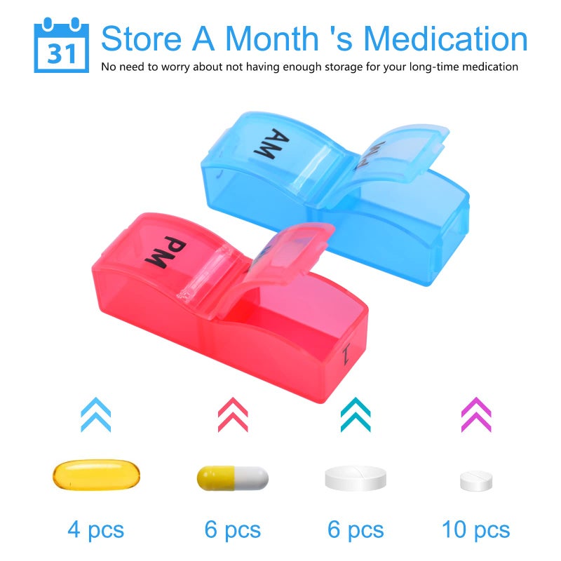 GREENCYCLE Monthly Pill Organizer 2 Times a Day, 30 Days Pill Box AM PM, 4 Week Pill Cases, One Month Pill Medicine Container Small Separate Compartments to Hold Vitamins, Fish Oil, Supplements - Image 2