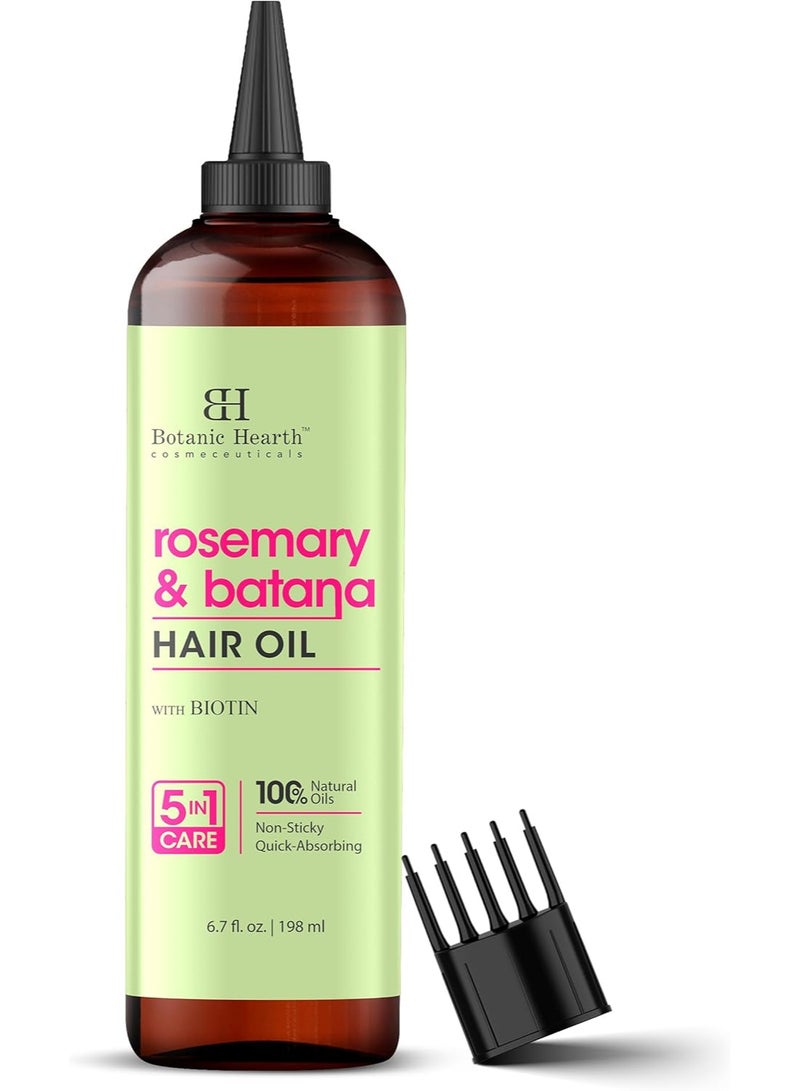 Botanic Hearth Rosemary & Batana Hair Oil (6.7 fl oz) | Revitalizing and Strengthening Hair Treatment for Fuller, Healthier-Looking Hair | Paraben Free | Suitable for All Hair Types - Image 1