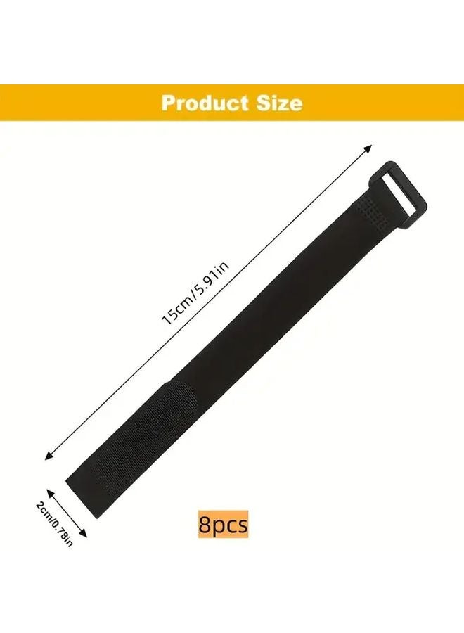 8pcs 2mm Black Self Adhesive Nylon Cable Ties Adjustable Buckle Heavy Duty Straps - Image 3