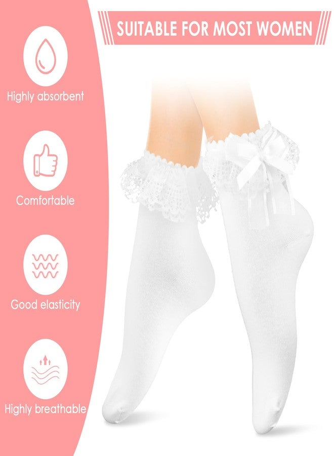 WLLHYF Women Frilly Ankle Socks Soft White Ruffle Lace Cute Socks for Women, 3-5 - Image 4