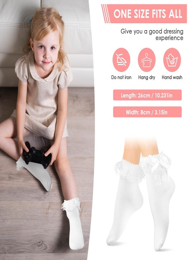 WLLHYF Women Frilly Ankle Socks Soft White Ruffle Lace Cute Socks for Women, 3-5 - Image 3